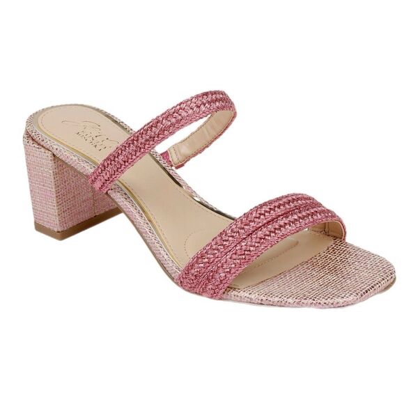 NWT Jewel Badgley Mischka slide sandals on metallic pink Size 8.5 - Picture 1 of 6